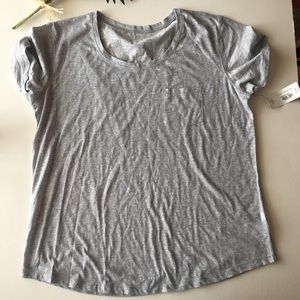 Women’s XL A.N.A. Gray A New Approach Tee with cuffed sleeves pocket NWT Soft